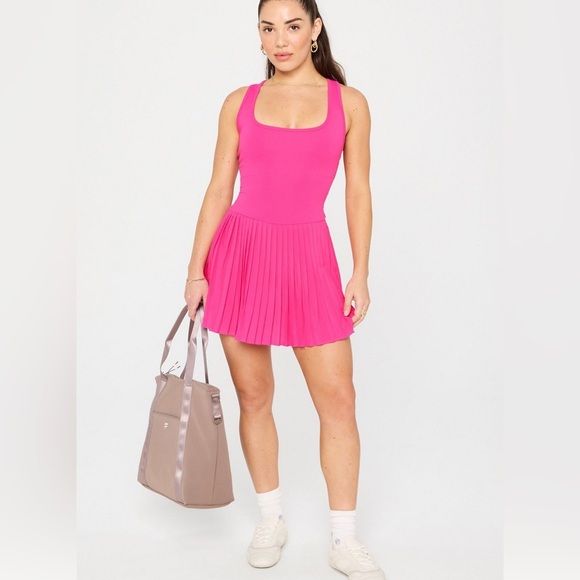 Fabletics Dresses & Skirts - Fabletics Hot pink Hot Shot Pleated Dress size small